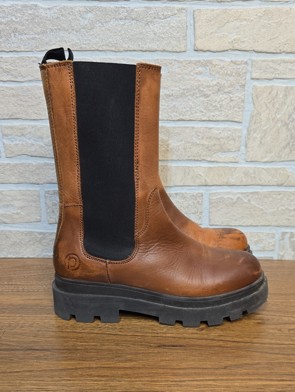 Palado Elba Distressed Brown Leather Made In Portugal Chunky Platform 38